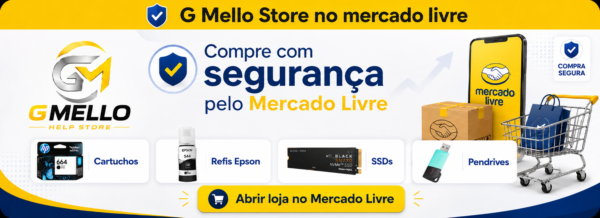 G Mello Store no Mercado Livre: cartuchos, refis Epson, SSDs e pendrives